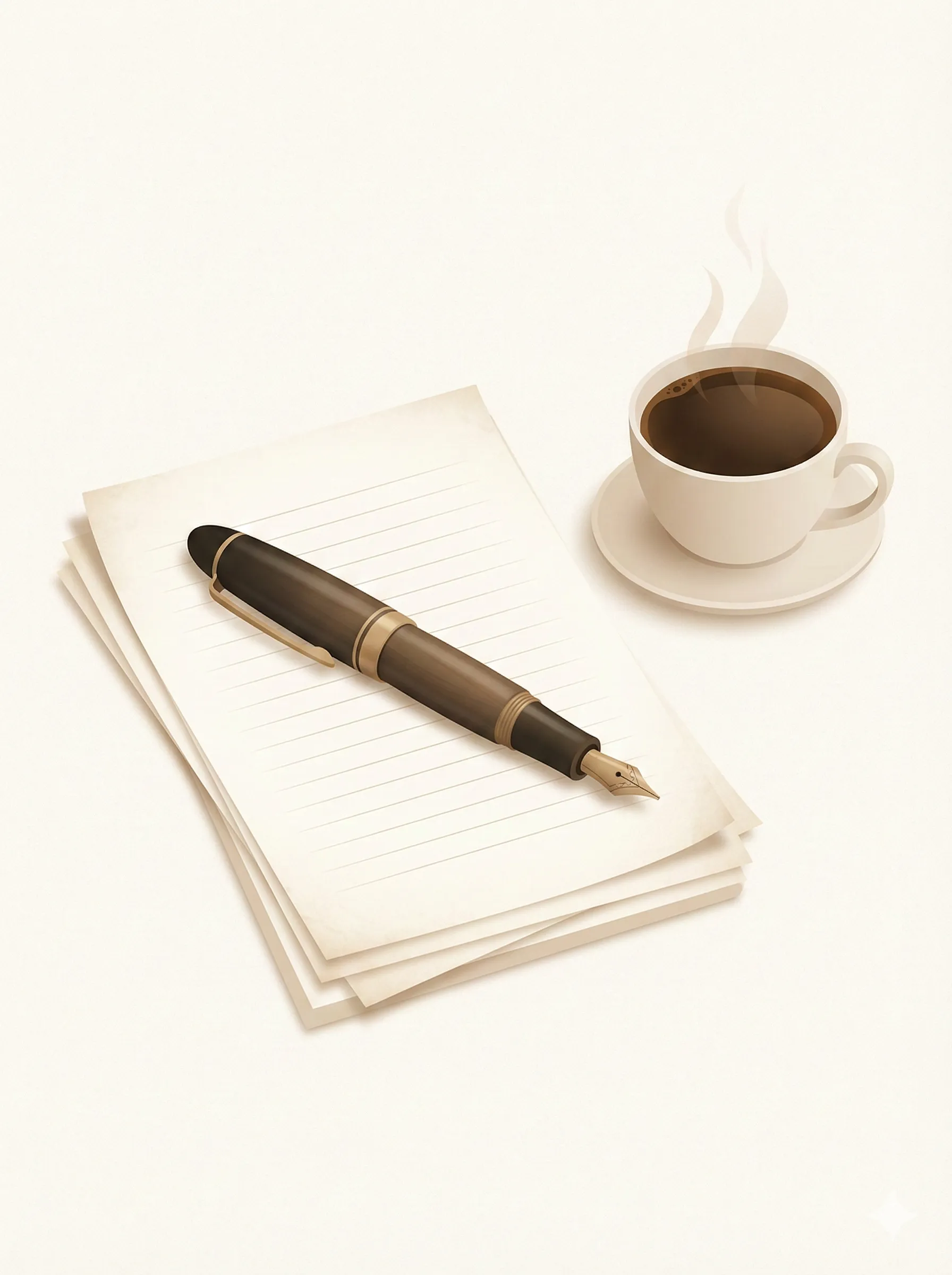 Paper, pen and coffee - the perfect writing setup